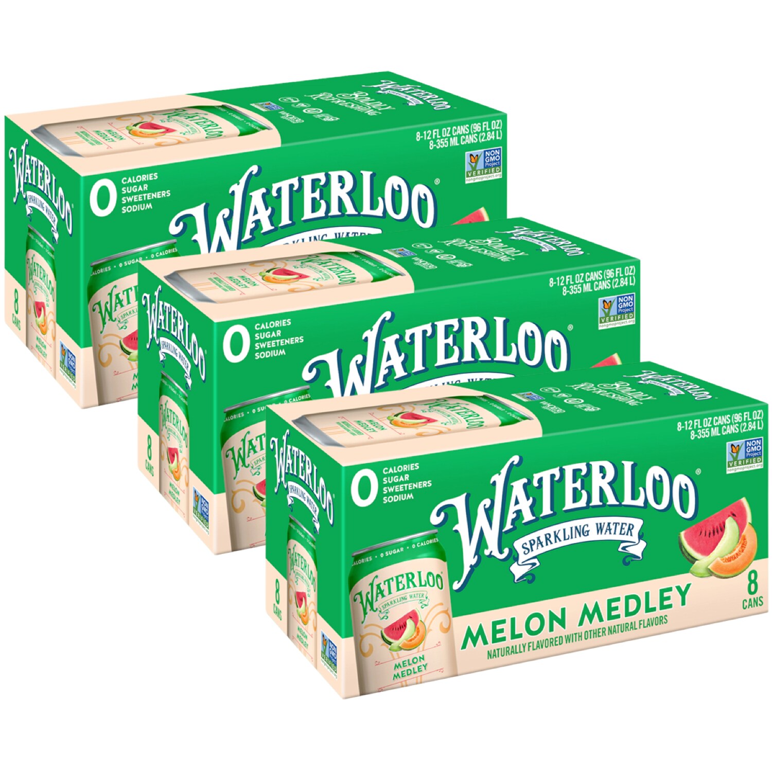 Waterloo Sparkling Water, Melon Medley, Cans, Case 